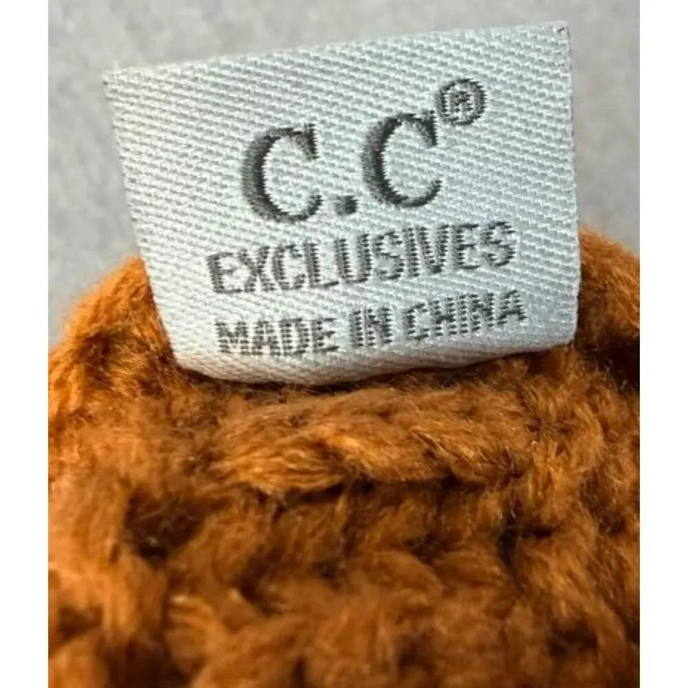 C.C Slouchy Thick Warm Cable Knit Beanie Hat Rust Color Cap Cozy Winter Hat